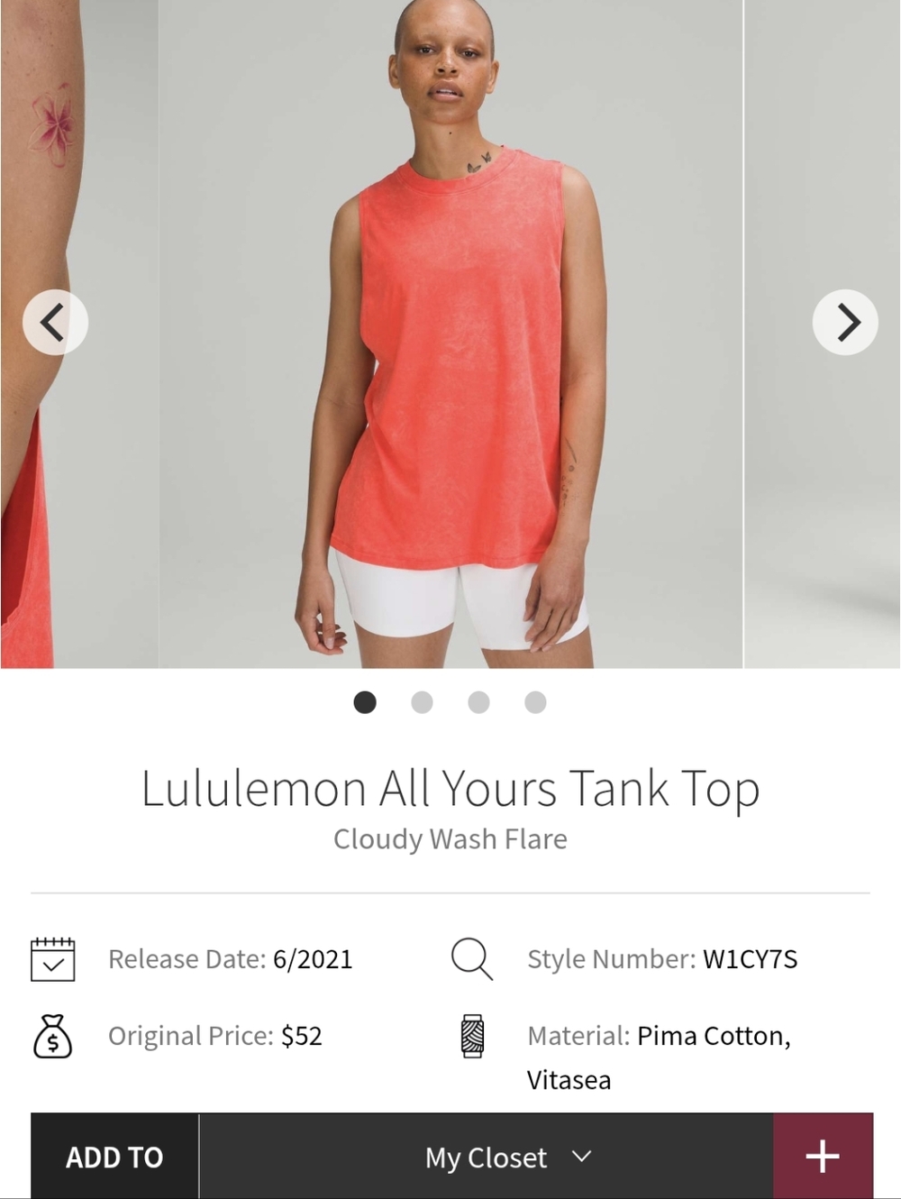 Lululemon All Yours Tank Bleacher Coral Color